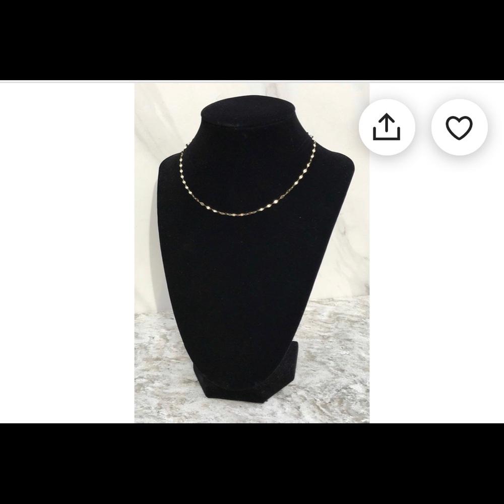 Double Mirror Dainty Choker Chain 14k Solid Gold